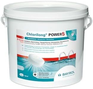 BAYROL Chlorilong POWER 5 - Pool Desinfektion - 5 in 1 Chlortabletten 250g, sehr hoher Aktivchlor Gehalt, langsam löslich - 5 kg