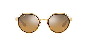 Ray-Ban Unisex's Rb3703m Scuderia Ferrari Collection Sunglasses, Gold/Brown Mirrored Grey Polarized, 51 mm