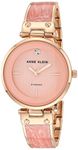 Anne Klein Women's Genuine Diamond Dial Bangle Watch, Light Pink/Rose, Classic