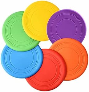 SUHEEUS Kids Flying Disc Toy Outdoor Playing Lawn Game Disk Flyer for Kindergarten Teaching Soft Silicone Colorful 6 Pack Bulk Set…