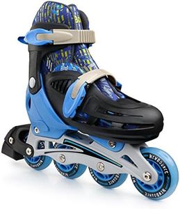 New-Bounce Adjustable Inline Skates for Boys and Girls - for Kids, Teens, and Young Adults Outdoor Roller Skates for Boys Ages 8-12 for Beginners & Advanced | Blue