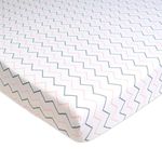 American Baby Company Fitted Mini Crib Sheet 24" x 38", Soft Breathable Neutral 100% Cotton Jersey Portable Sheet, Pink Zigzag, for Boys and Girls, Fits Most Pack N Play and Mini Crib Mattresses