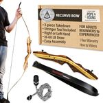 Southwest Archery Tigershark Takedown Recurve Bow – 62" Hunting Bow – Left & Right Handed – Draw Weights in 16lb-60lb – USA Based Company – Includes Stringer Tool (Standard, Right Hand, 40lb)