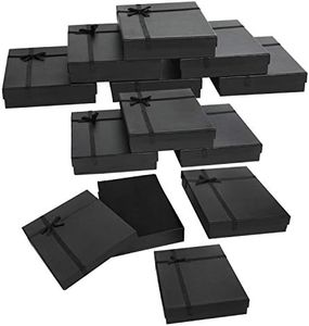 Kurtzy Cajas de Regalo para Joyas Papel Negro (Pack de 12) 16 x 12 x 3 cm – Cajitas Regalo Mostrar Joyas Set Caja Pequeña Regalo con Inserto de Espuma para Pendientes, Collares, Brazaletes y Anillos