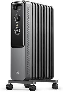 DREO Oil Heater for Bedroom, 9 Fins, 2000W Electric Space Heaters for Indoor Use, Free Standing, Overheat & Tip-Over Protection, Adjustable Thermostat, Dual Knobs, Energy Saving, Quiet