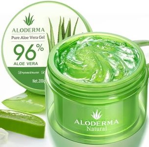 Aloderma Organic Aloe Vera Gel for Face & Body, 96% Pure Aloe Gel Made within 12 Hours of Harvest, Ideal for Skin, Scalp, & Hair Hydration, Calming Moisturizer for After Sun Exposure & Sunburns, 7oz