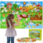 Dr.Rapeti Farm Animals Felt Story Board Set 41PCS Preschool Farmhouse Barnyard Theme Busy Board Story Set Storytelling Early Learning Interactive Play Kit Wall Hanging for Toddlers Kids Children