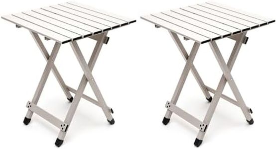SUNNYFEEL Folding Camping Table - Lightweight Aluminum Portable Picnic Table, 18.5L x 18.5W x 24.5H Inch for Cooking, Beach, Hiking, Travel, Fishing, BBQ, Indoor Outdoor Small Foldable Camp Tables