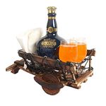 KESHA SPREE® Wooden Cart Shaped 1 Wine Bottle and 2 Glass Holder Handmade Wooden Cart for Gift Table Item- - Movable and Sturdy - Export Quality