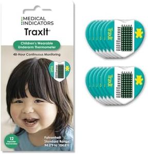 Traxit Wearable Axillary Thermometer for Kids, Single Use Pediatric Thermometer Patch for Babies, Toddlers, & Children, Designed for Up to 48 Hours of Wear, Home or First Aid Use, Fahrenheit, 12 Pack