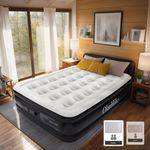 OlarHike Inflatable Mattress, Air Bed Double with Built-in Electric Pump, King Size Blow Up Self Inflating Guest Airbed with Flocked Surface for Camping or Home Use, 190cm L x 140cm W x 46cm H(Black)