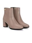 Delize Beige Women's mid Heel Ankle Length Boots 57010-38