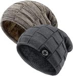 2 Pack Slouch Beanie Warm Mens Hats Soft Rasta Mens Beanies Hats Slouchy Caps Winter Hats for Men