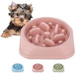 QUMENEY Dog Slow Feeder, Non-slip Puzzle Pet Slower Food Feeding Dishes, Durable Preventing Choking Fun Dog Bowl for Small and Medium Sized Dogs (PINK)