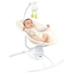 Badabulle Baby Swing Buddy Cream, Remote Control Electric Side-to-Side Baby Swing Chair from birth - 3 swing speeds - 8 lullabies - Play arch