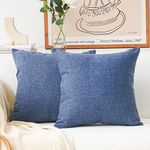 Home Brilliant Big Cushion Covers for Sofa Bed Linen Large Throw Pillow Covers for Couch Patio Floor, 65x65 cm, 26 inch, Pack of 2, Navy Blue