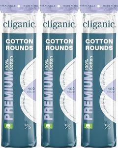 Cliganic Premium Cotton Rounds for Face (300 Count) - Makeup Remover Pads, Hypoallergenic, Lint-Free | 100% Pure Cotton (Packaging May Vary)