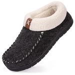 VeraCosy Women's Moccasin Slippers Warm Comfy Wool-felt Memory Foam Indoor House Shoes Black, 7 UK