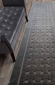 Non Slip Washable Carpet Runner Rug with Rubber Backing, Custom Floor Mat for Kitchen Hallway Stairs Bedroom Bathroom Entry, Anthracite Grey, Your Choice of Length, 26 Inch X 10 feet