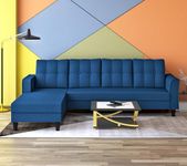 Adorn India Maddox Tufted L Shape 5- to 6-Person Sofa Sofa Set- Left Hand Side (Blue) (Chenille Polyester)