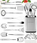 Home Hero 32 Pcs Stainless Steel Kitchen Utensils Set - Nonstick Stainless Steel Cooking Utensils Set - Heat Resistant Kitchen Essentials & Metal Kitchen Gadgets (32 Pcs)
