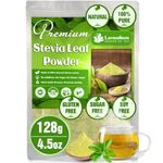 Lavendium, Premium 128g (4.5oz) Stevia Leaf Powder, Unprocessed Ground Stevia Leaves Dried, 100% Natural & Pure, Stevia Leaf Sugar Substitutes, Natural Zero-Calorie Sweetener, No Additives, No Gluten, Vegan.