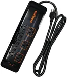 ECHOGEAR ShockShield Low Profile Surge Protector Power Strip with 8 Outlets & 2 USB Ports - Best Surge Suppressor with 2160 Joules of Protection - Slim Black Profile is Easy to Store & Wall Mountable