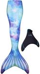 Fin Fun Limited Edition Wear-Resistant Mermaid Tail for Swimming, Kids and Adults, Monofin Included, for Girls and Boys, Watercolor Waves, Adult M