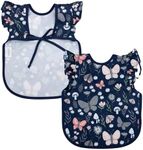 BapronBaby Flutter Butterfly Garden Bapron - No Neck Tie Safer Bib for Baby & Toddler - Soft Waterproof Stain Resistant - Machine Washable - Sz Preschool 3-5yrs
