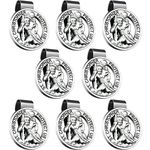 8 Pcs St Christopher Medal for Car Round Saint Christopher Visor Clip St Christopher Medal Clip Metal Saint Car Accessories Catholic Visor Bless Driving Safety Clip Religious Presents for Driver