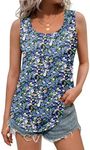 Zeagoo Womens Loose Fit Tank Tops Summer Scoop Neck Tops Casual Flowy Sleeveless Tunic Shirts 2025 Blue Floral