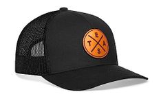 HAKA State City Trucker Hat for Men & Women, Adjustable Baseball Hat, Mesh Snapback, Sturdy Outdoor Black Golf Hat, Black - Leather, One Size