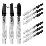 Harrows Darts 3 x Sets of Carbon 360 Dart Stems - 9 Dart Shafts in Total - Medium, Midi & Short (Clear, Medium)