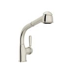 Rohl R7903LMPN Single Hole Side Metal Lever Country Pullout Kitchen Faucet with 9-5/8-Inch Reach Long Handspray and Hose, Polished Nickel