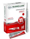 Surgical Scalpel Surgical Blades # 11 Carbon Steel Sterile Box of 100 and Handle No 3 Perfect for Wood Art, Surgical, Sculpting, Repairs, Lab Anatomy, Sign, Card Making Lab Training SURGIRD11-100