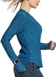 BALEAF Women's Quick Dry Shirts Long Sleeve for Running Hiking Workout UPF50+ SPF Lightweight Pullover Blue Size M