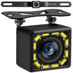 Car Backup Camera, Rear View Camera Ultra HD 12 LED Night Vision,Waterproof Reverse Camera 140° Wide View Angel with Multiple Mount Brackets for Universal Cars,SUV,Trucks,RV and More