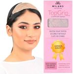 MILANO COLLECTION TopGrip Comfort Band for Small Base Toppers, Adjustable Translucent Strap, Side Openings to Secure Your Wig or Topper, Includes Clips, Beige, Small