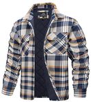 TACVASEN Flannel Insulated Jacket Men Quilt Lined Flannel Shirt for Men Thermal Flannel Jacket Button Down Thick Winter Jackets Padded Coat Men Jacket