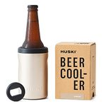 Huski Beer Cooler 2.0 | New | Premium Can and Bottle Holder | Triple Insulated Marine Grade Stainless Steel | Detachable 3-in-1 Opener | Works as a Tumbler | Best Gifts for Beer Lovers (Champagne)