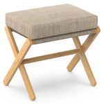 BAMBOOHOMIE Makeup Vanity Stool, Foldable Foot Stool with Bamboo X Legs, Ottoman Foot Rest Chair for Vanity, Modern Foot Stools Small Padded for Makeup Room Bedroom Living Room (Natural - Brown)