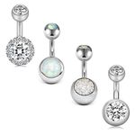 VCMART Stainless Steel Belly Button Bars Set 14G Short Navel Barbells 6mm Belly Ring Piercing Jewellery