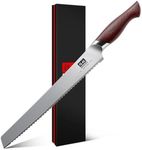 SHAN ZU 10 Inch Bread Knife, Razor Sharp Sourdough Slicing Knife, Japanese High Carbon 10Cr15Mov Stainless Steel Cake Knife, Multifunction Serrated Knife for Homemade Bread