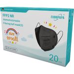 EUROPAPA FFP2 Mini Mask Black Model S In Small Size Mouth Guard Masks Respirator Masks 5-Ply Hygienic Individually Packed EU 2016/425 Dust Mask Pack Of 20 (Black)