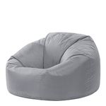 Bean Bag Bazaar Classic Bean Bag Chair, Grey, Large Indoor Outdoor Bean Bags for Adults, Water Resistant Lounge or Garden Beanbag, Adult Gaming Bean Bag Chairs with Filling Included