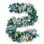 Joiedomi Pre-Lit 6ft Christmas Garland with Ball Ornaments, Snowflake, Flowers, Silver Leaves, Bows and 50 LED Lights for Indoor Outdoor Xmas Holiday Decor, Battery Operated (Batteries Not Included)