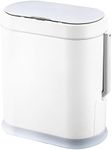 ELPHECO Bathroom Slim Plastic Trash Can with Toilet Brush 2.5 Gallon Waterproof Smart Garbage can with lid Motion Sensor Waste Bin Automatic Garbage Bin for Bathroom(White)