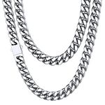 Silver Chains for Men Stainless Steel Necklace Chains Mens Jewelry Cuban Link Necklace Hip Hop Chain Choker Curb Link Chain