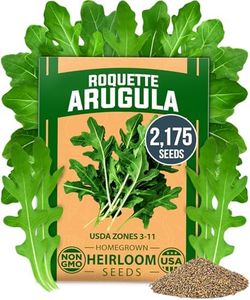 HOME GROWN Arugula Roquette Seeds Pack(4.5g) 2,175 𝗡𝗢𝗡-𝗚𝗠𝗢 Heirloom Arugula Seeds for Planting Best for Outdoor Gardens,Providing Fast-Growing Greens for Salads and Sandwiches - Eruca vesicaria