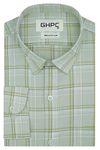 GHPC 100% Cotton Tartan Plaid Checks Full Sleeves Regular Fit Formal Shirt for Men (Pistachio Green, FSF805016_46)